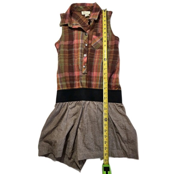 VTG Y2K Plaid Sleeveless Romper Drop Waist Shirt Dress Style Indie Grunge 2000s - Picture 8 of 13